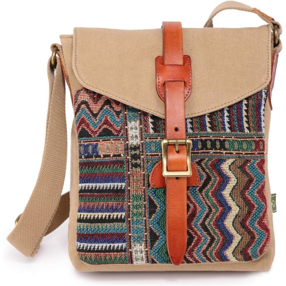 Crossbody Bag Leather Cotton Women's Eco-Friendly Durable Light-weight